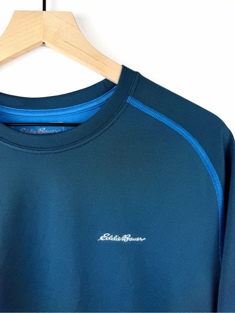 Eddie Bauer Men Athletic Shirt L Blue Moisture Wicking Free Dry Performance